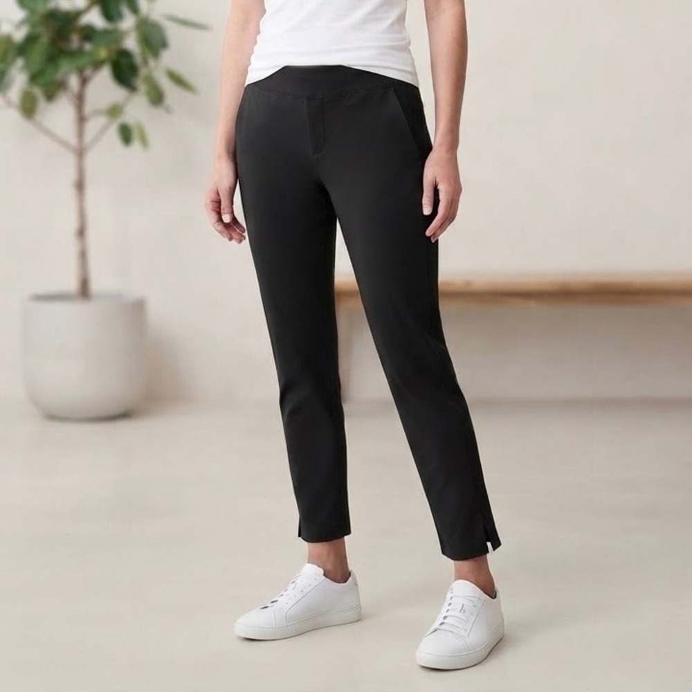 Athleta Brooklyn Ankle Pants Women Size 0 Black Tapered Travel Commuter Pant